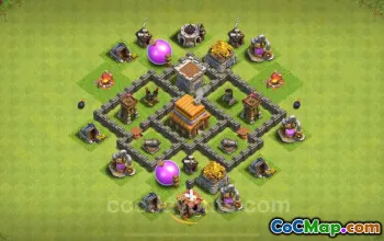 Best TH4 Anti 2 Stars Base with Link 2025 | Clash of Clans #51007