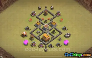 Best TH4 Anti 3 Stars War Base 2024 with Link #18000