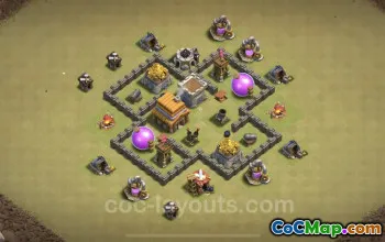 Best TH4 Anti 3 Stars War Base - Hybrid CWL Base Link #18088