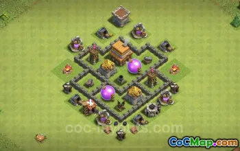 Best TH4 Hybrid Base: Anti-Everything with Link - COC #23346