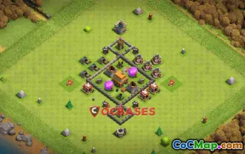 Best TH4 Hybrid Base Design - Anti 3 Stars | Clash of Clans #24370