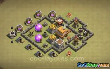 Best TH4 Max Levels War Base Link - Hybrid CWL Base Copy #18113