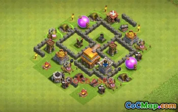 Best TH4 Town Hall 4 Trophy Base | Clash of Clans Layouts #48979