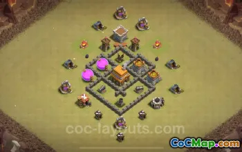 Best TH4 War Base 2024 - Anti Everything Layout & Link #18109