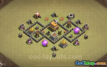 Best TH4 War Base: Anti 3 Stars & Anti Air Copy #18068