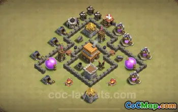 Best TH4 War Base - Anti Everything & Copy Link #18079