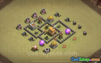 Best TH4 War Base - Max Levels, Anti Everything, Copy Link #18130