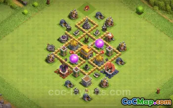 Best TH5 Anti 3 Stars Base with Link | Hybrid Defense 2025 #48758