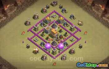 Best TH6 Anti 2 Star War Base - Hybrid Design & Link #18378