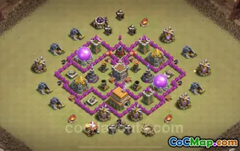 Best TH6 War Base: Anti Air Hybrid | Max Level with Link #18427