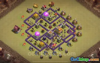 Best TH7 Anti 2 Star War Base 2025 - Hybrid with Link #26261