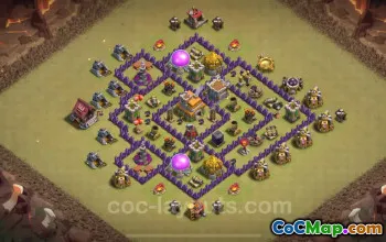 Best TH7 Anti 2 Stars War Base 2024 - Hybrid & Link #18493