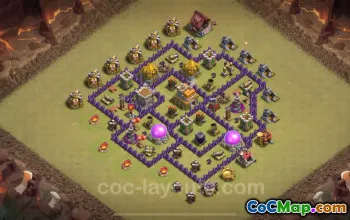 Best TH7 Anti 2 Stars War Base 2025 - Hybrid Defense Link #25672