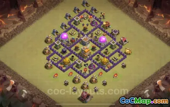 Best TH7 Anti 2 Stars War Base 2025 - Hybrid Link #25671