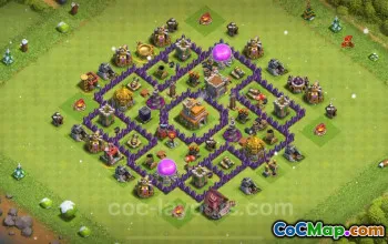 Best TH7 Anti 3 Stars Base 2025 - Hybrid Defense Link #24183