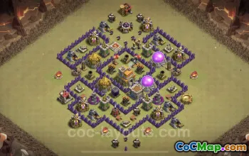 Pangkalan Perang Hibrida Anti-3 Bintang TH7 Terbaik dengan Tautan - COC #18697