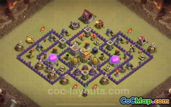 Best TH7 Max Levels War Base 2025 - Hybrid with Link #24010