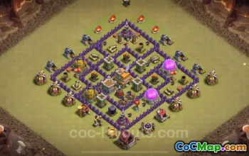 Beste TH7-Kriegsbasis 2024: Luftabwehr-Hybrid-Designs mit Link Nr. 18602