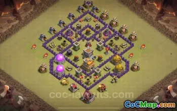 Best TH7 War Base 2024 - Anti Everything & Hybrid Layout #18491