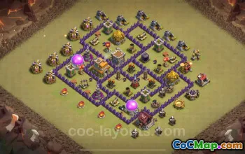 Best TH7 War Base 2025: Anti-Air Hybrid with Link  #26256