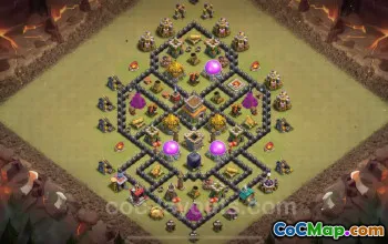 Best TH8 Anti 2 Stars War Base 2024 - Hybrid Link #24385