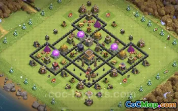 Best TH8 Trophy Base: Anti Air/Dragon Defense - Clash of Clans #24456