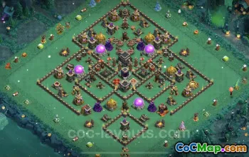 Best TH9 Farming Base 2023 - Anti 2 Stars Hybrid Link #19322