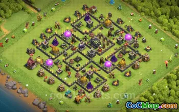 Best TH9 Farming Base 2024: Anti-3 Star Hybrid Design #19312