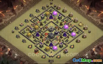 Best TH9 War Base: Anti Everything Hybrid Link - Clash of Clans #24716