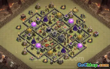 Best TH9 War Base Copy - Hybrid Defense for CWL - COC #24810