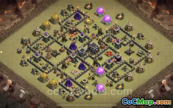 Best TH9 War Base with Link - Anti Air & Dragon Defense #24710