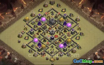 Best TH9 War Base with Link - Anti Everything Defense! #24741