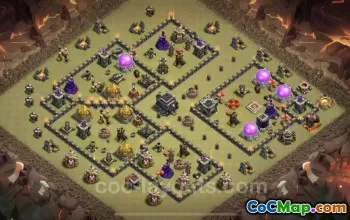 Best TH9 War Base with Link - Top Clash of Clans Defense #24695