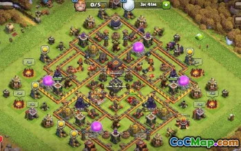 საუკეთესო Town Hall 10 COC ბაზის განლაგება მეურნეობისა და ტროფეის #15792