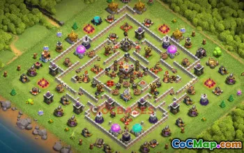 Best Town Hall 11 Hybrid Base: Anti 2/3 Stars & Air Defense #20373