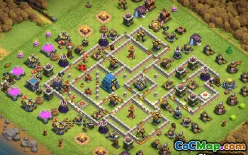 Najlepszy ratusz 12 Układy i mapy podstawowe COC do domu i wojny #14306