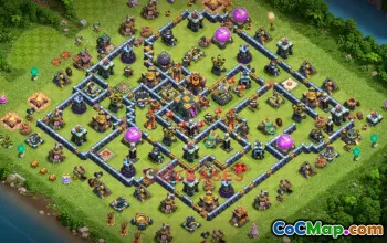 Best Town Hall 14 Trophy Base: Compact Anti-Ground Layout #20001