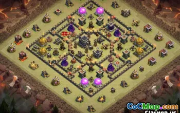 საუკეთესო Town Hall 9 COC ბაზის განლაგება და რუქები | დააკოპირეთ ახლა! #12675