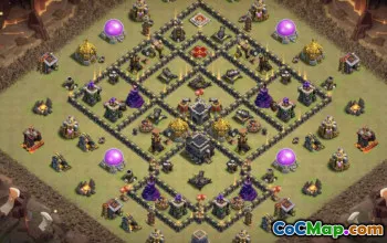 最好的市政厅9 COC基础布局和战争与奖杯的地图＃15400