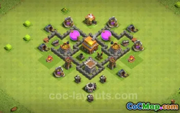 Clash of Clans TH4 Farming Base Link - تصميم هجين 2024 #18007