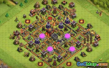 Clash Clash of lans Town Hall 10：最佳基本布局和链接＃9676