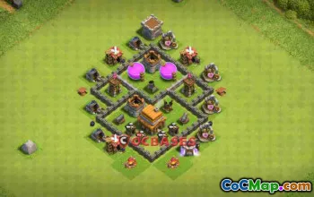 Clash of Clans Town Hall 4 Base: Anti-Star & Hybrid Design #24521