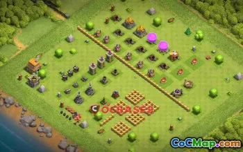 Clash of Clans Town Hall 6 Progress Base with Walls #22930