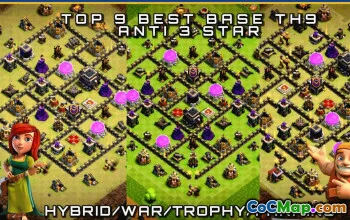 CoC Base Layouts & Maps for Town Hall 9 | War & Home Village #27647