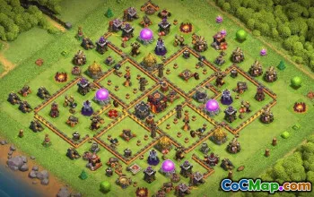 Układy bazy COC: ratusz 10 map do wojny i trofea #16323