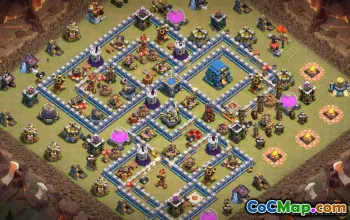 COC TH12基本布局：市政厅，战争与奖杯地图＃10950