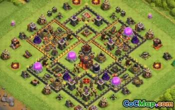 COC Town Hall 10 ბაზის განლაგება: მეურნეობა და ტროფის რუქები #13803