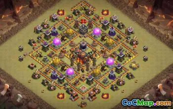 COC Town Hall 10 ბაზის განლაგება: მეურნეობა და ტროფის რუქები #14620