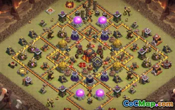 COC Town Hall 10 ბაზის განლაგება: მეურნეობა, ტროფი და რუქები #15040