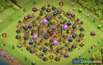 COC Town Hall 10 ბაზის განლაგება: მეურნეობა და ტროფეის რუქები #16314